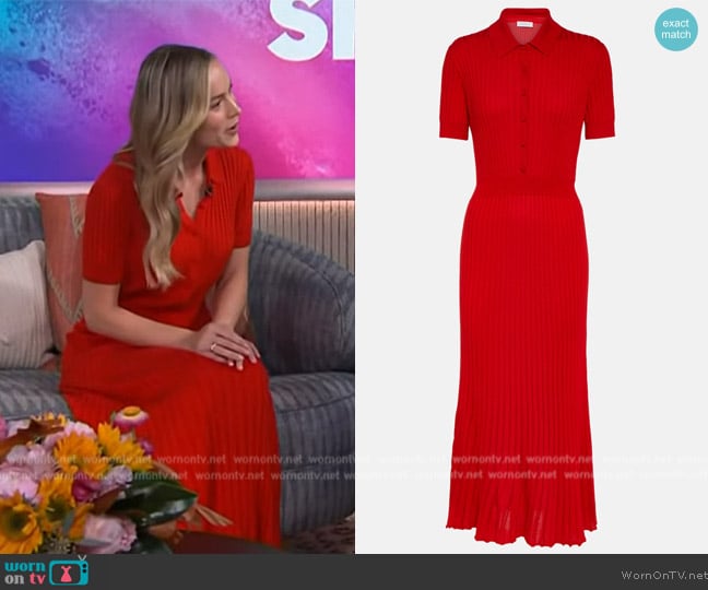 Gabriela Hearst Amor Cashmere Ribbed Polo Dress worn by Brie Larson on The Kelly Clarkson Show