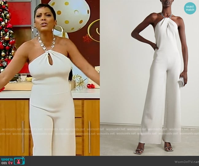 Galvan Globe Cleopatra embellished jumpsuit worn by Tamron Hall on Tamron Hall Show