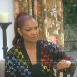 Garcelle’s rainbow rhinestone cardigan on The Real Housewives of Beverly Hills