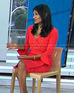 Dr. Gayatri Devi’s red ruffle sleeve dress on Today