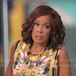 Gayle King’s mirrored bird and flower print dress on CBS Mornings