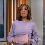 Gayle King’s light purple statement sleeve sheath dress on CBS Mornings