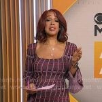 Gayle King’s burgundy check dress on CBS Mornings