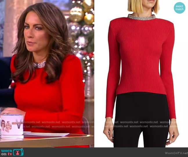 Generation Love Helene Rib-Knit Crystal Top worn by Alyssa Farah Griffin on The View