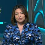 Gilma Avalos’s blue floral ruched dress on NBC News Daily