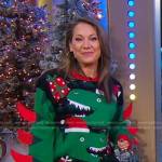 Ginger’s dinosaur ugly christmas sweater on Good Morning America