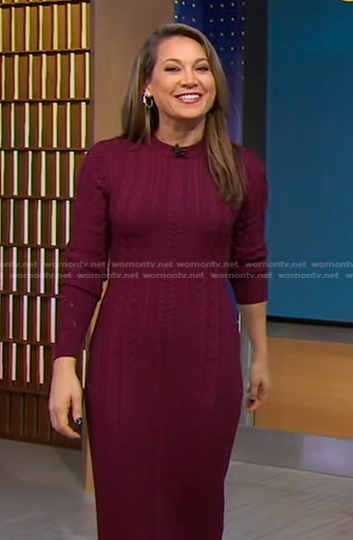 Ginger’s plum cable knit dress on Good Morning America