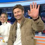 Glen Powell’s beige suede jacket on Today