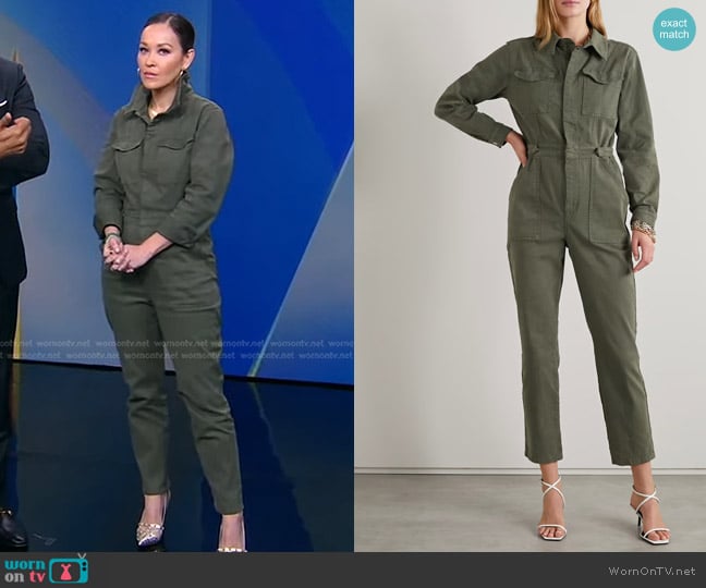 Good American Fit For Success Jumpsuit in Fern worn by Eva Pilgrim on Good Morning America