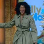 Tracee Ellis Ross’s green trench coat on Live with Kelly and Mark