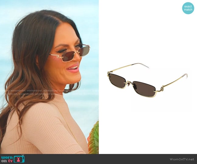 Gucci GG Upside Down Rectangular Sunglasses worn by Lisa Barlow on The Real Housewives of Salt Lake City