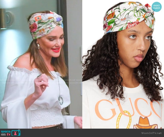 Gucci Flora Print Headband worn by Meredith Marks on The Real Housewives of Salt Lake City