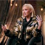 Gwen Stefani’s metallic puffer jacket and pants on The Voice