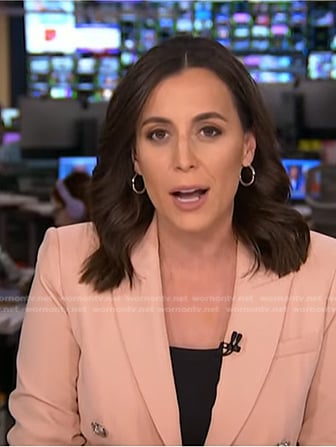 Hallie Jackson's pink double breasted blazer on NBC News Daily