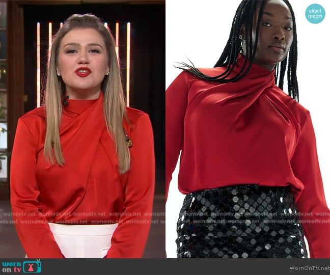 H&M Drapped Blouse worn by Kelly Clarkson on The Kelly Clarkson Show