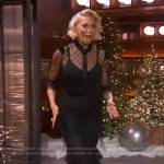 Hannah Waddingham’s black sheer polka dot top and skirt on The Kelly Clarkson Show