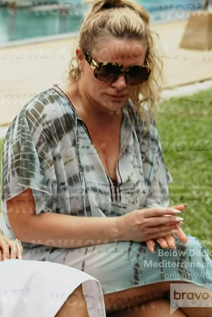 Heather's blue tie dye kaftan dress on The Real Housewives Ultimate Girls Trip