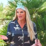 Heather’s navy animal print pajamas on The Real Housewives of Salt Lake City