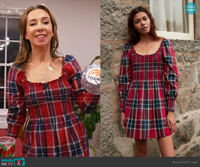 Hill House Home The Norah Nap Dress in Red Tartan worn by Shannon Doherty on Today