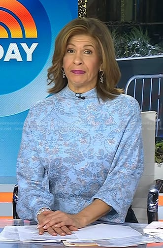 Hoda’s blue floral print sweater on Today