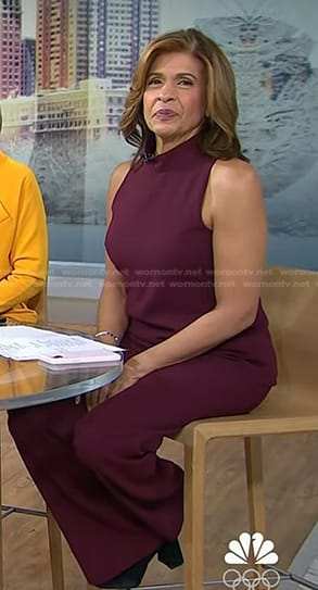 Hoda’s burgundy sleeveless top and pants on Today