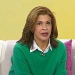 Hoda’s embellished collar and green ribbed sweater on Today