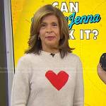Hoda’s heart sweater and chunky boots on Today