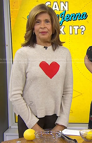 Hoda's heart sweater and chunky boots on Today