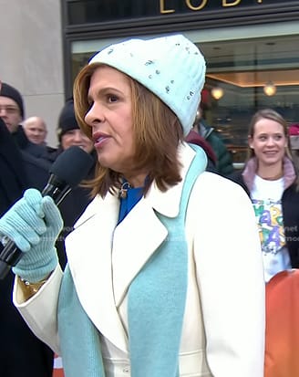 Hoda’s light blue embellished beanie on Today