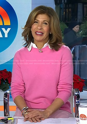 Hoda's pearl embellished collar on Today