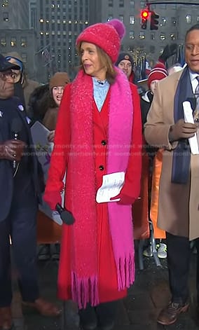 Hoda’s pink and red scarf on Today