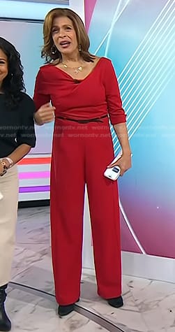 Hoda’s red belted jumpsuit on Today