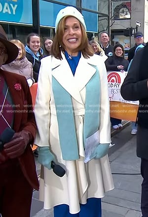 Hoda’s white ruffle coat on Today