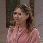 Holly’s pink bath robe on Days of our Lives