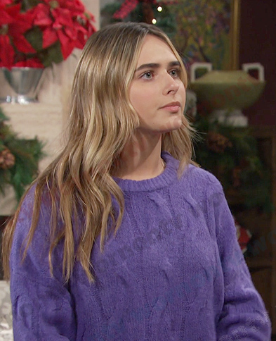 Holly's purple cable knit sweater on Days of our Lives