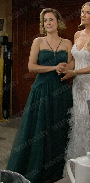 Hope’s dark green tulle gown on The Bold and the Beautiful