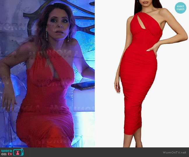 House of CB Valentina Dress in Scarlet worn by Olivia Falconeri (Lisa Lo Cicero) on General Hospital