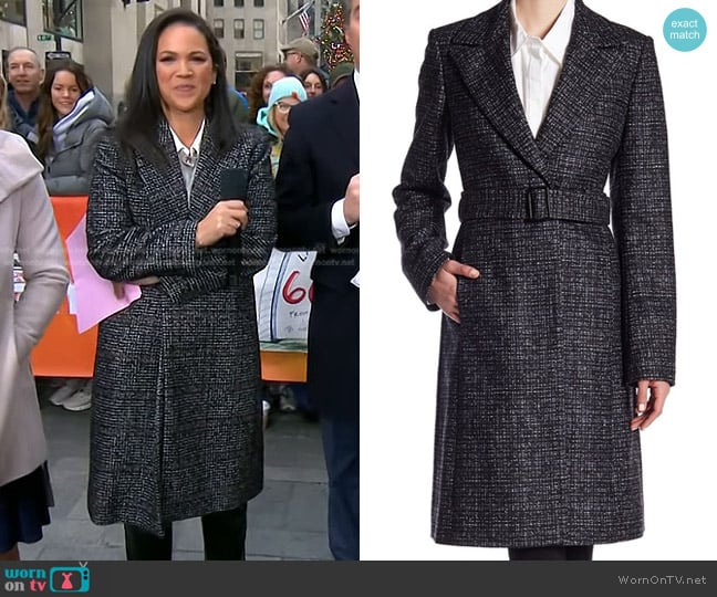 Hugo Boss Plaid Wool Coat worn by Laura Jarrett on Today