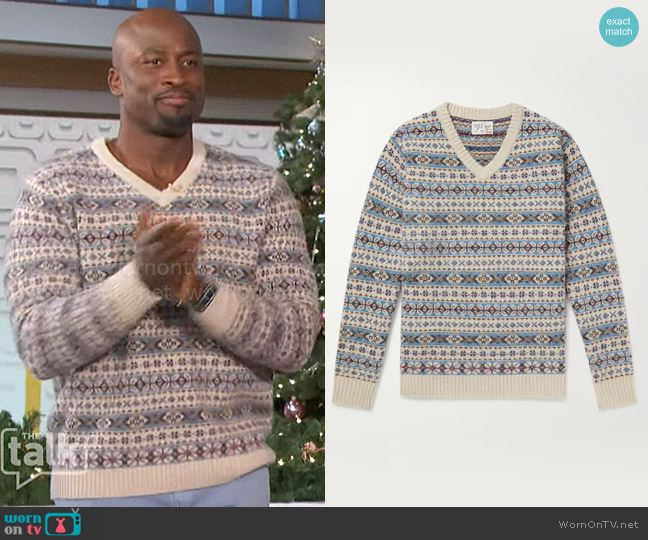 J. Crew Paul Fair Isle Brushed Wool Sweater worn by Akbar Gbajabiamila on The Talk