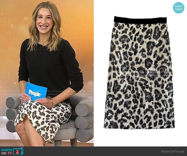 J. Crew Collection Leopard Sequin Skirt worn by Andrea Lavinthal on Today