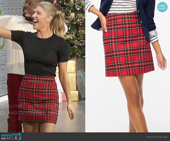 J. Crew Tartan A-line skirt worn by Amanda Kloots on The Talk