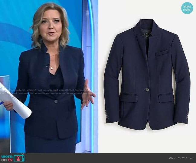 J. Crew Regent Blazer in Four-Season Stretch Navy worn by Christine Romans on Today