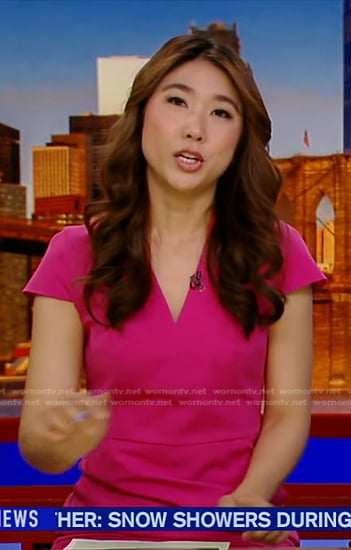 Janice Yu’s pink cap sleeve v-neck dress on Good Morning America