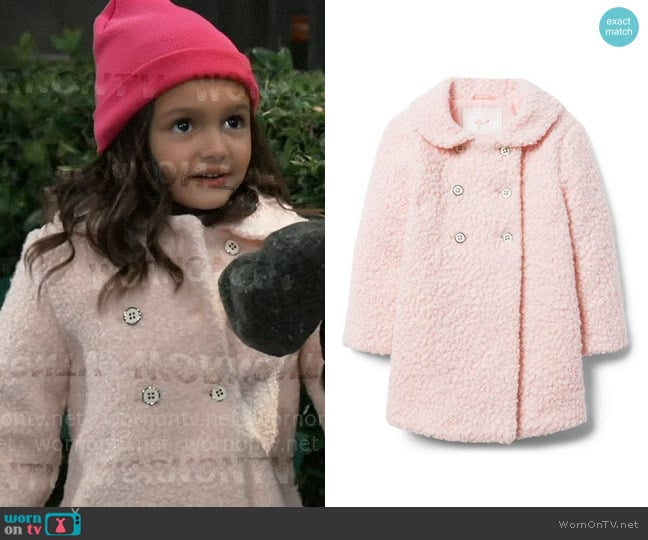 Janie & Jack Bouclé Sherpa Coat worn by Donna Corinthos (Scarlett Spears) on General Hospital