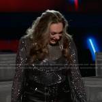 Jacquie Roar’s black studded leather shorts on The Voice