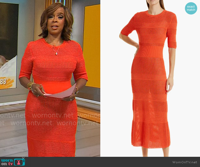 Jason Wu Mixed Stitch Dress worn by Gayle King on CBS Mornings