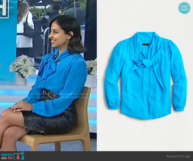 J. Crew Tie-Neck Blouse in Re-Imagined Silk worn by Dr. Rekha Kumar on Today