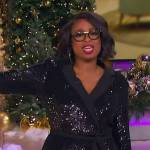 Jennifer’s black sequin blazer jumpsuit on The Jennifer Hudson Show