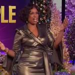 Jennifer’s gold metallic wrap dress on The Jennifer Hudson Show