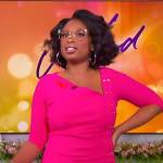 Jennifer’s pink asymmetric neck dress on The Jennifer Hudson Show